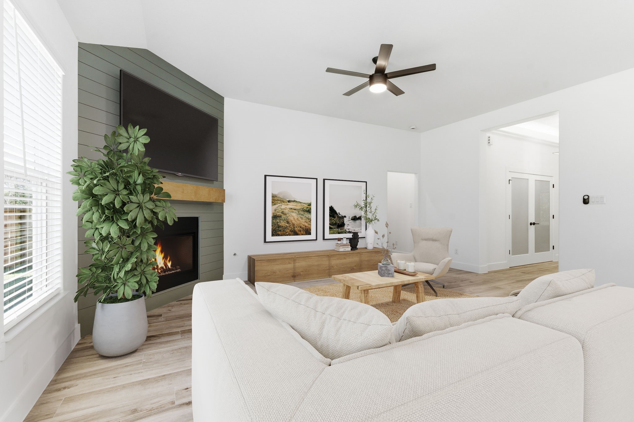 5227 Sunshine Point Willis, TX 77318 - Photo 2 of 33 LOOKING BACK TOWARD THE FOYER WHERE YOU SEE THE STUDY DOUBLE DOORS. NOTE THE LARGE PLANK FLOORING THROUGHOUT THE GATHERING AREAS!
