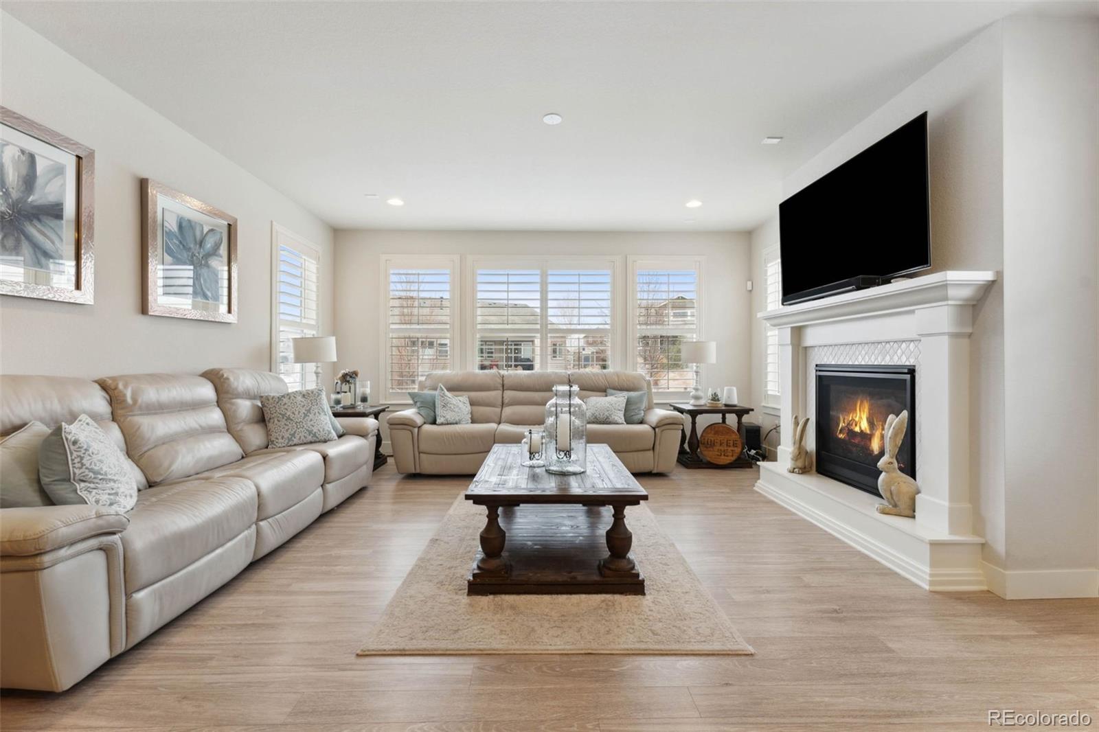 9459 Gore Loop Arvada, CO 80007 - Photo 11 of 50 a living room with furniture flat screen tv and a fireplace