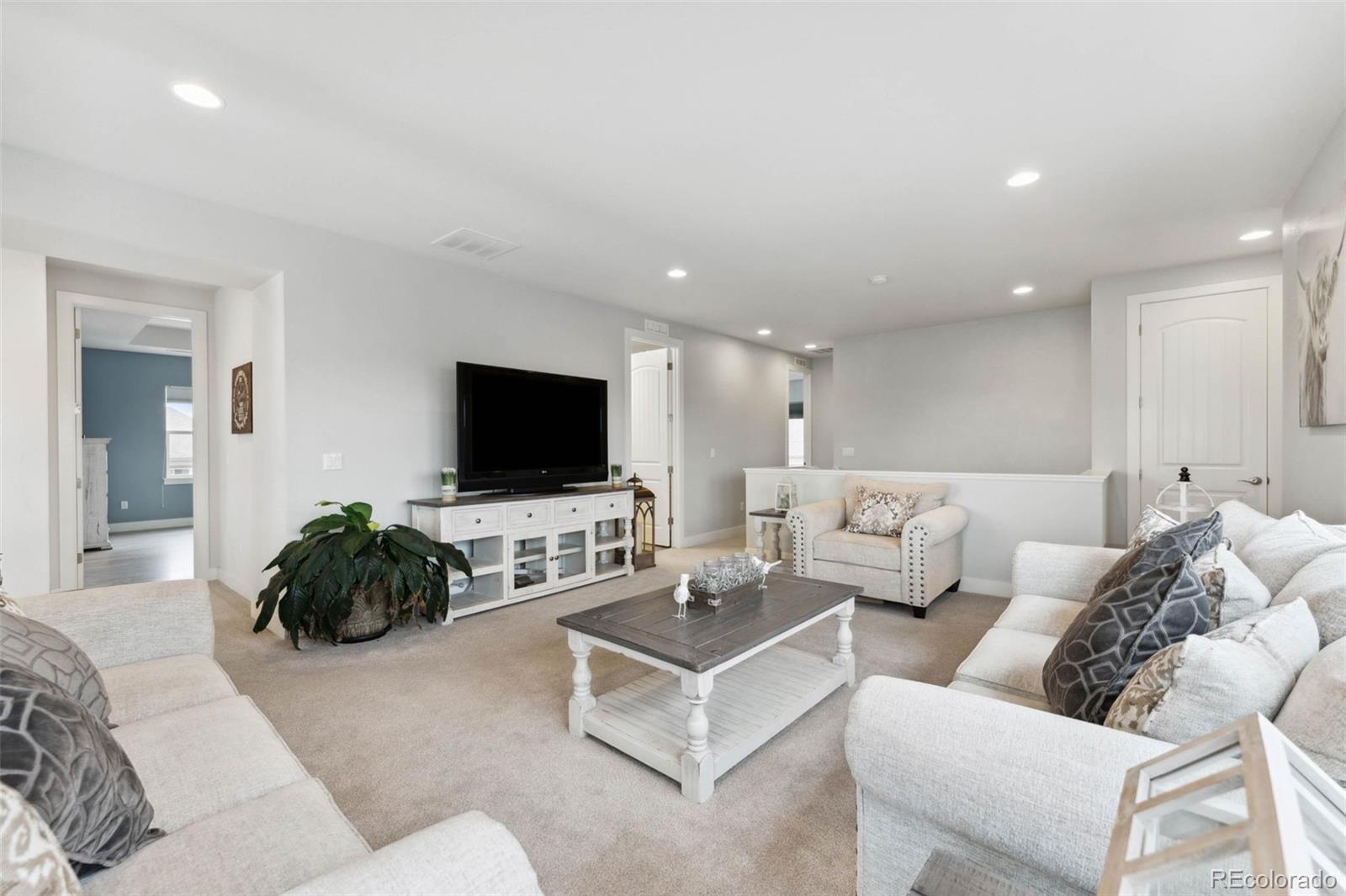 9459 Gore Loop Arvada, CO 80007 - Photo 22 of 50 a living room with furniture and a flat screen tv