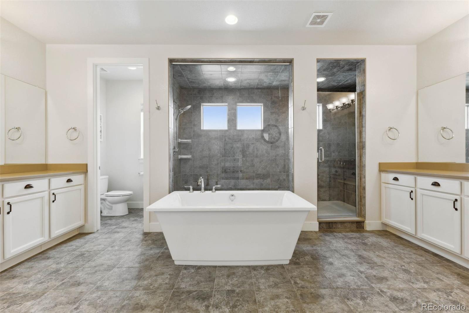 9459 Gore Loop Arvada, CO 80007 - Photo 27 of 50 a spacious bathroom with a bathtub shower sink and toilet