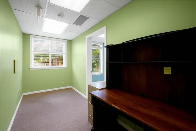 a room with a large window