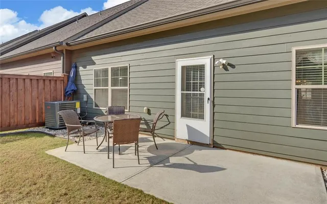 a front view of a house with patio