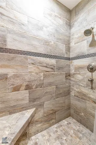 a bathroom with shower