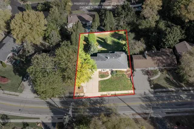 an aerial view of a house