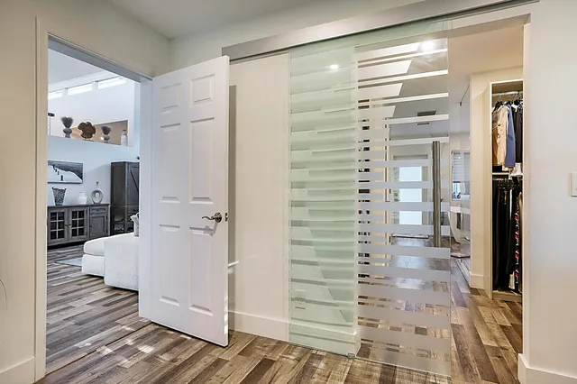 a view of a swimming pool with a patio