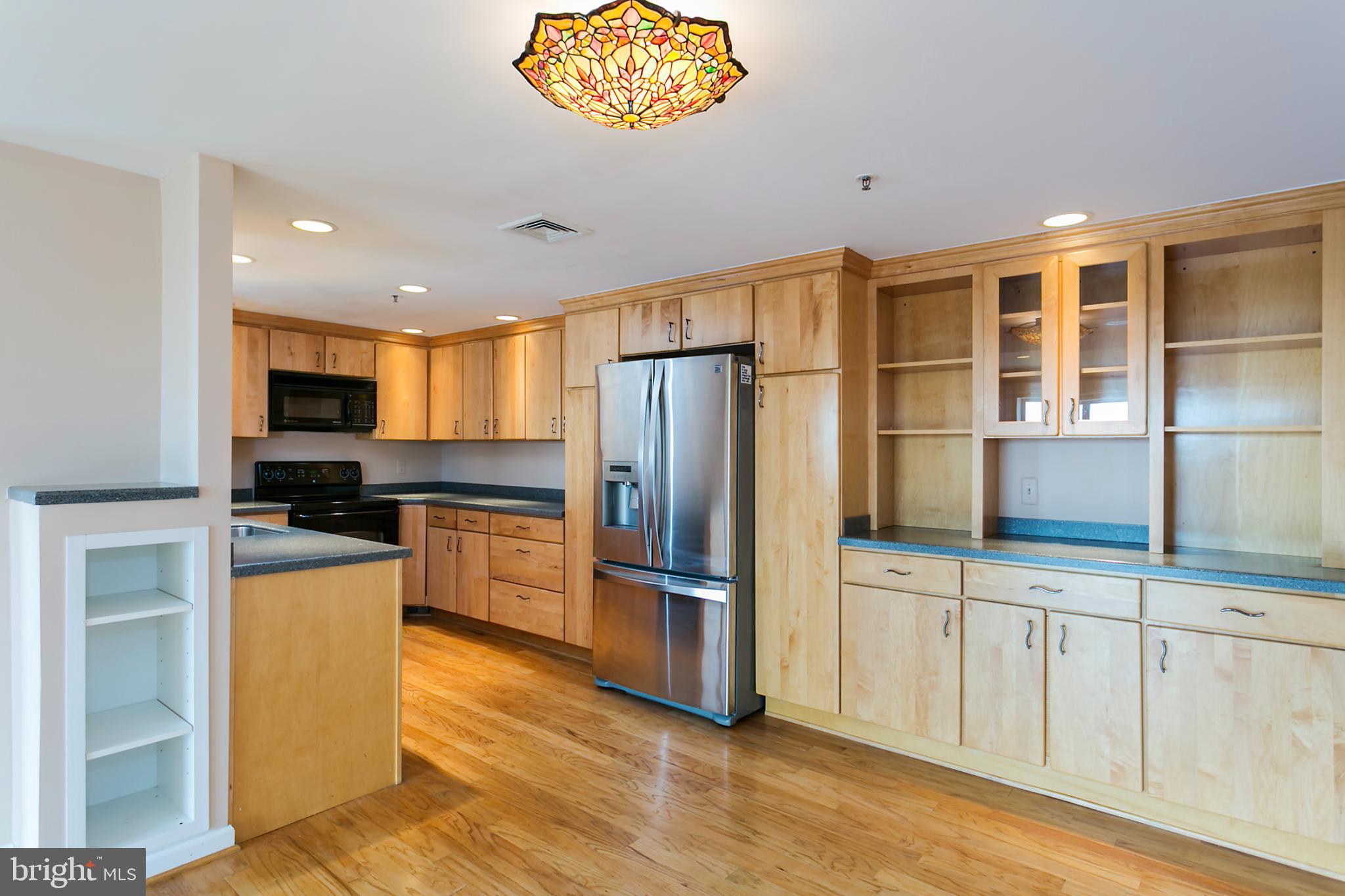 250 President Street, Unit 609 Baltimore, MD 21202 - Photo 3 of 28 Modern kitchen with warm wood accents.