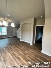 a view of a livingroom with a chandelier