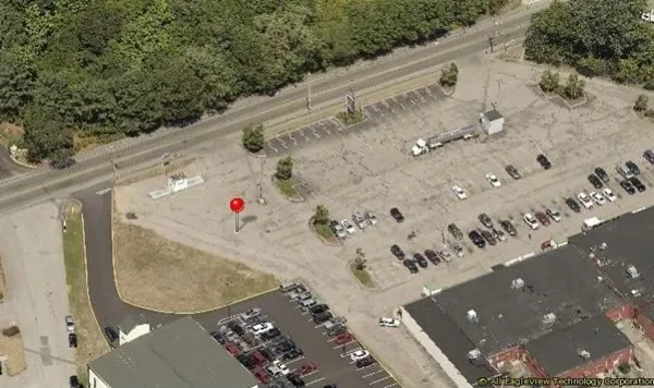 an aerial view of a highlighted house