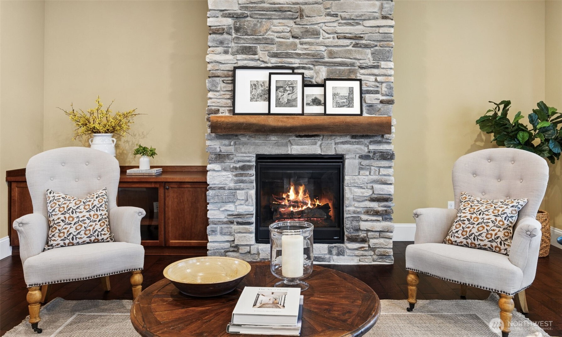 8265 Orcas Loop Northeast Lacey, WA 98516 - Photo 6 of 40 a living room with furniture and a fireplace
