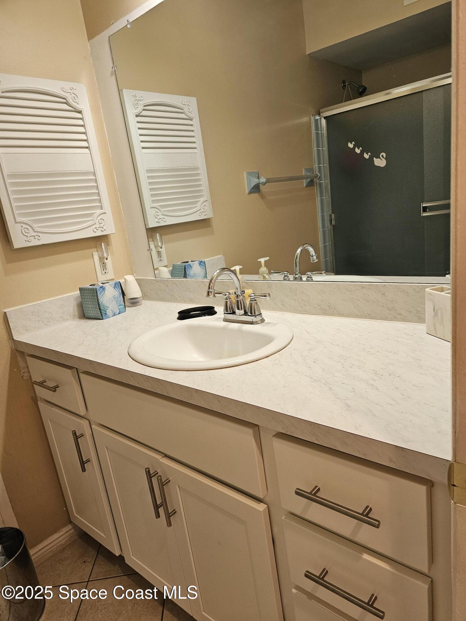 898 Hampton Drive Northeast Palm Bay, FL 32905 - Photo 16 of 20 a bathroom with a sink and a mirror