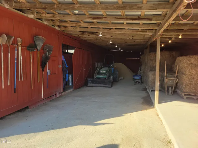 a view of a park with large trees