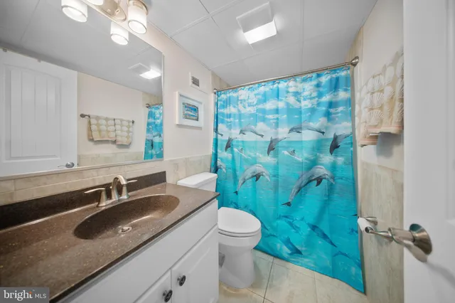 a bathroom with a sink a toilet a mirror a vanity and shower