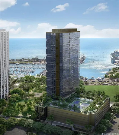 a view of a city with tall buildings