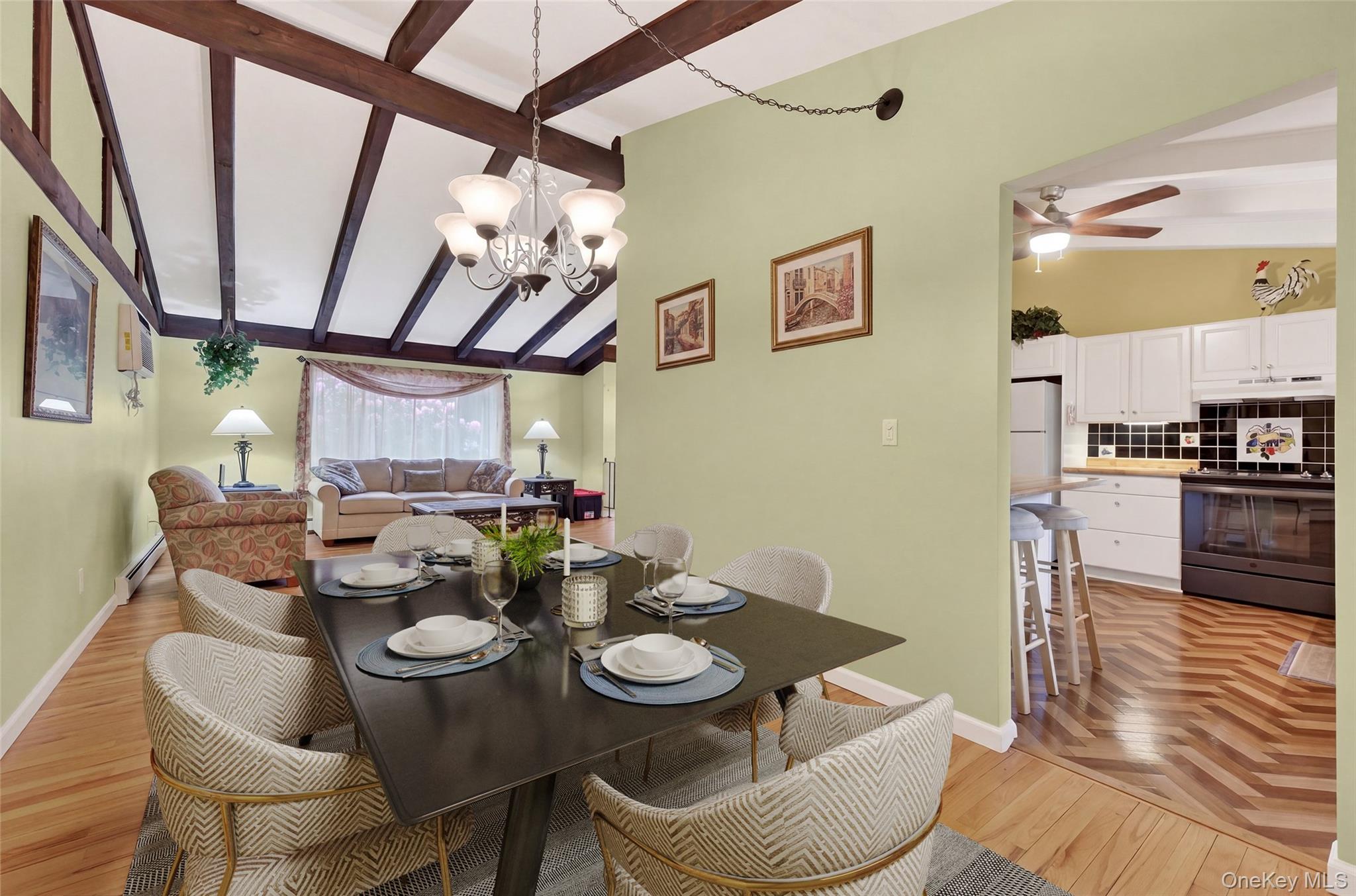 1 Rockledge Road Poughkeepsie, NY 12601 - Photo 8 of 36 Dining room featuring exposed wood beams, hardwood flooring