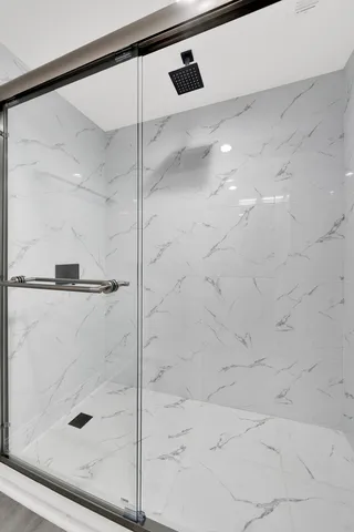 a bathroom with a shower