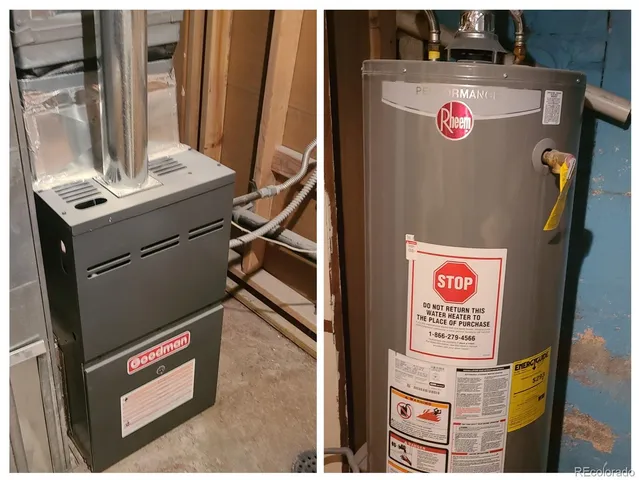 a view of a backyard with potted plants and large tree