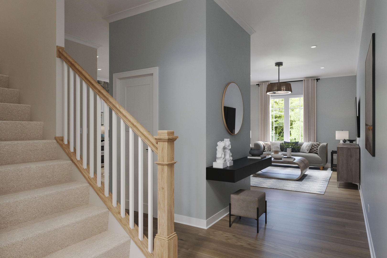 2044 Iron Ridge Lane Naperville, IL 60563 - Photo 5 of 15 a living room with fireplace furniture and a wooden floor