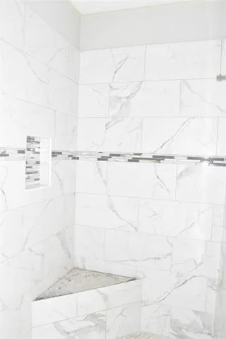 a bathroom with a bathtub