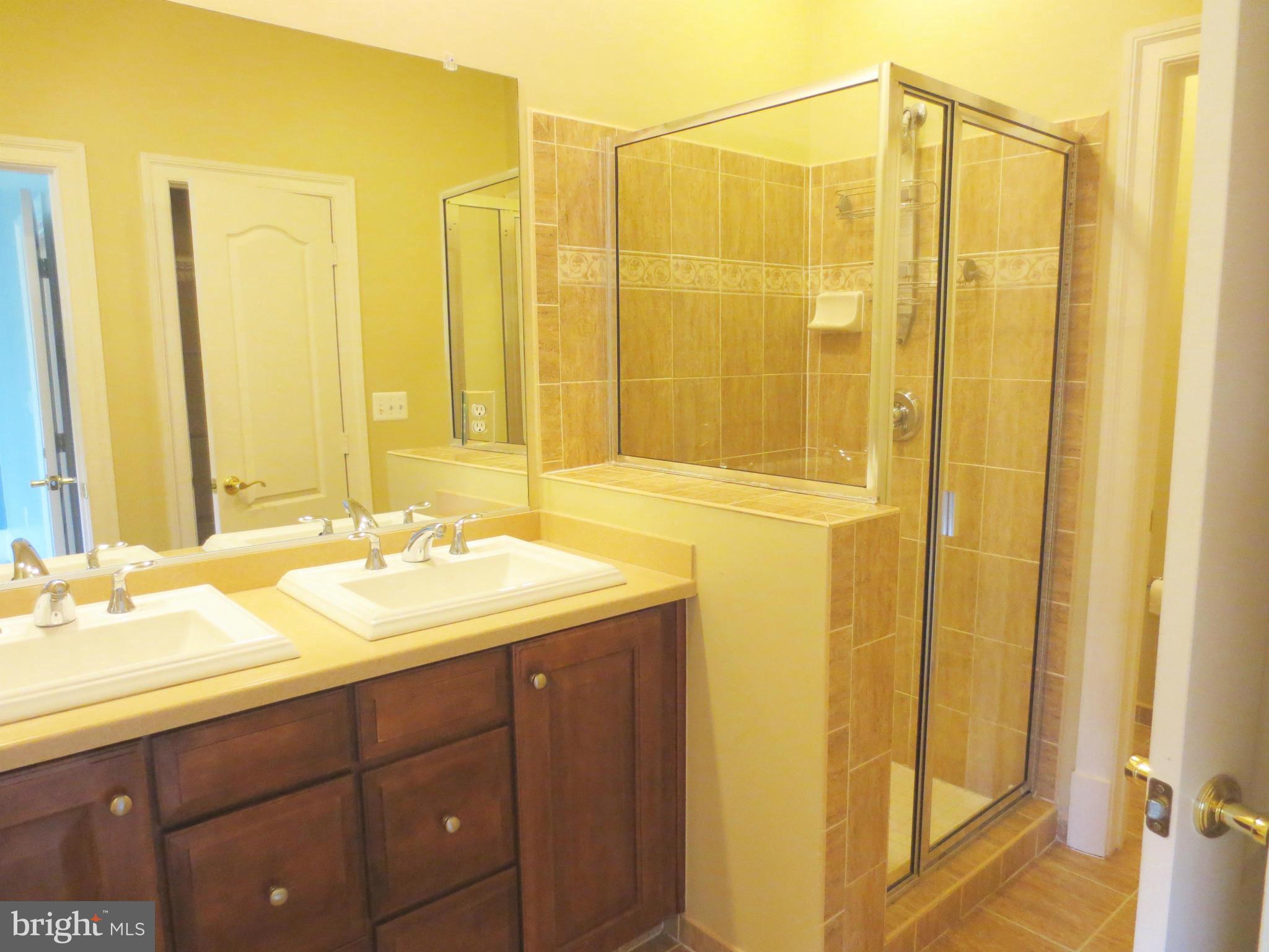 716 Carpenter Road Alexandria, VA 22314 - Photo 4 of 28 a bathroom with a double vanity sink and a mirror