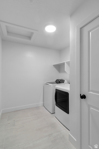 2816 West Aurora Avenue Mapleton, UT 84664 - Photo 14 of 20 Laundry area with attic access and washer and dryer