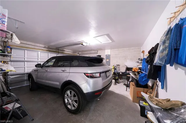 a car parked in a garage