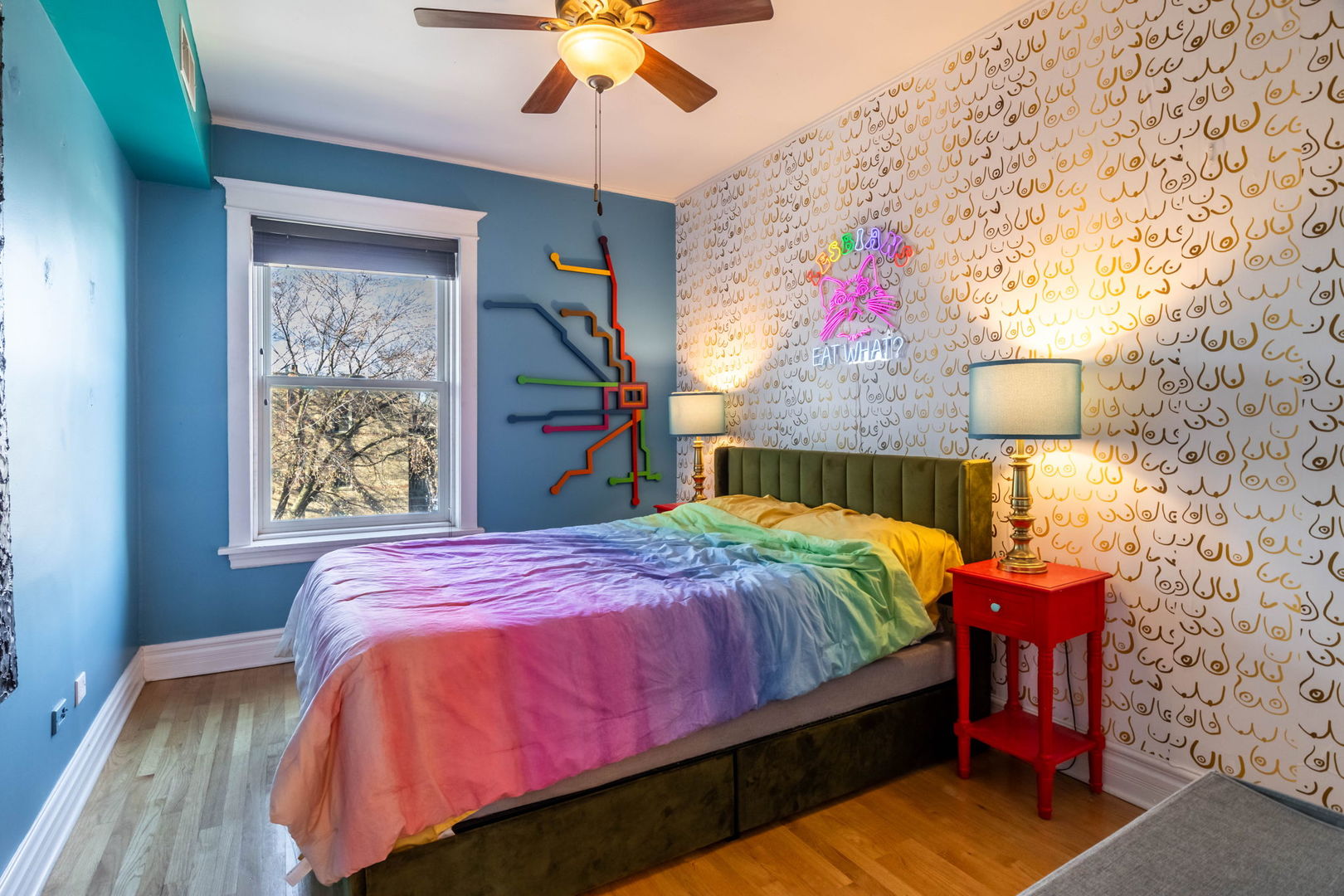 3737 North Pulaski Road, Unit 3S Chicago, IL 60641 - Photo 7 of 25 a bedroom with a bed and a painting on the wall