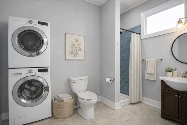 a room with a washer and dryer