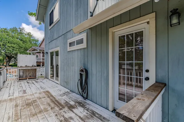 a view of a house with a large window