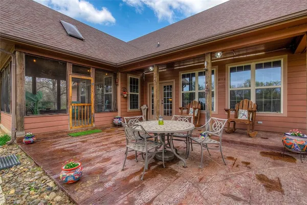 a view of a outdoor space with a patio