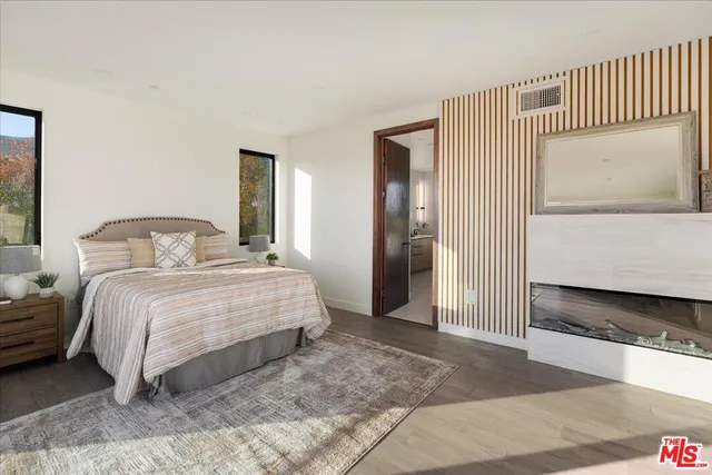 a view of a hallway with a door