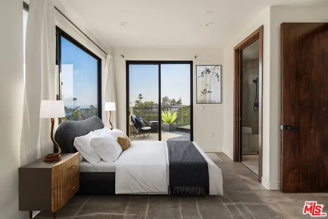a view of swimming pool with a mountain in the background