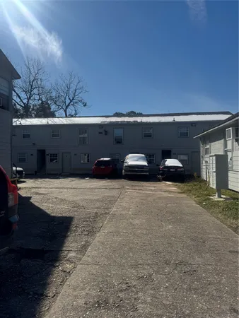 a car parked in front of a building