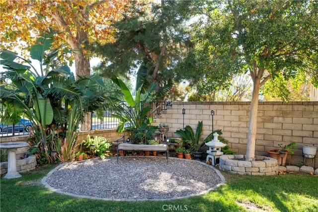 a view of a backyard with a patio