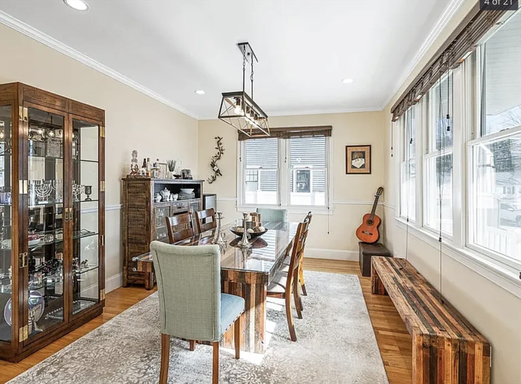 58 Spiers Road Newton, MA 02459 - Photo 5 of 19 a view of a dining room with furniture window and wooden floor