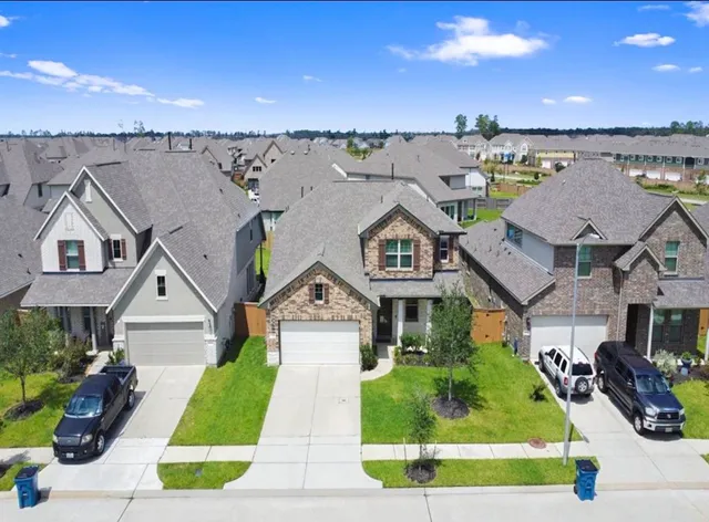 an aerial view of a house