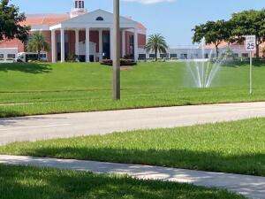 a front view of a house with a yard and green space