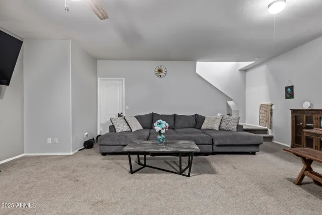 a bedroom with a bed and furniture