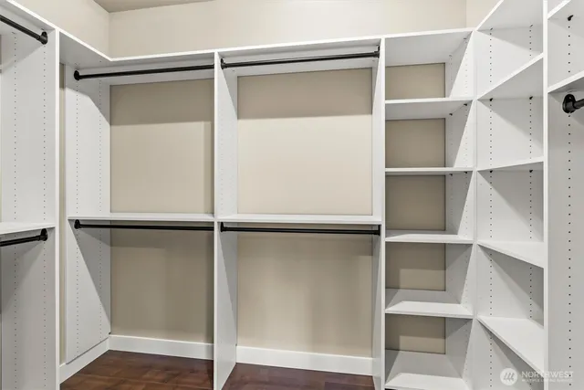 a view of an empty walk in closet