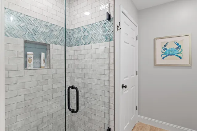 a bathroom with a shower