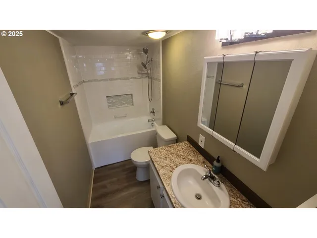 a open area with a bench