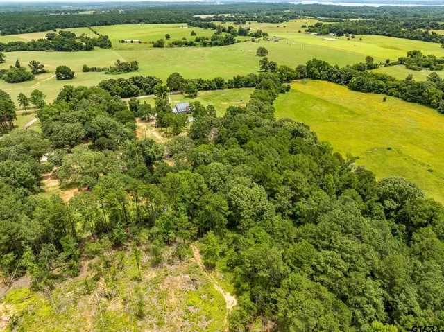 a view of a yard with an ocean view