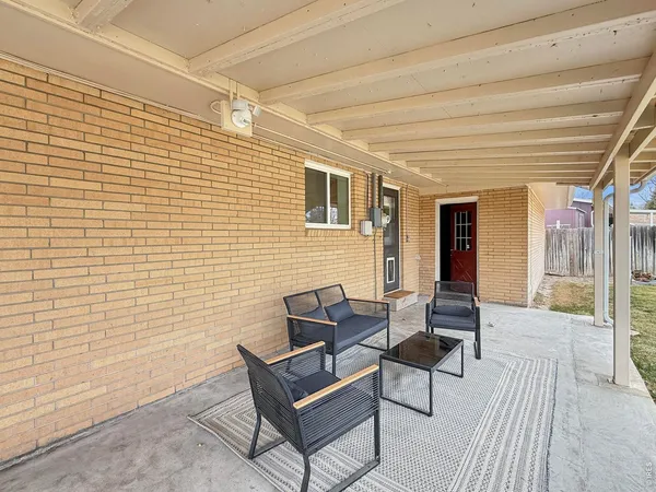 a outdoor living space with furniture