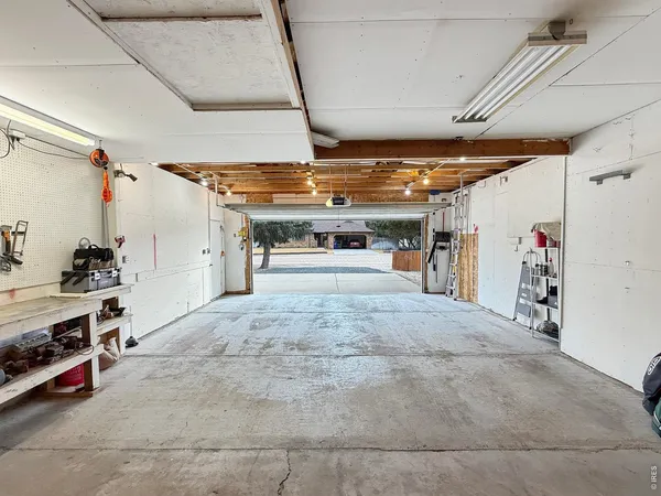 a view of a garage with equipment