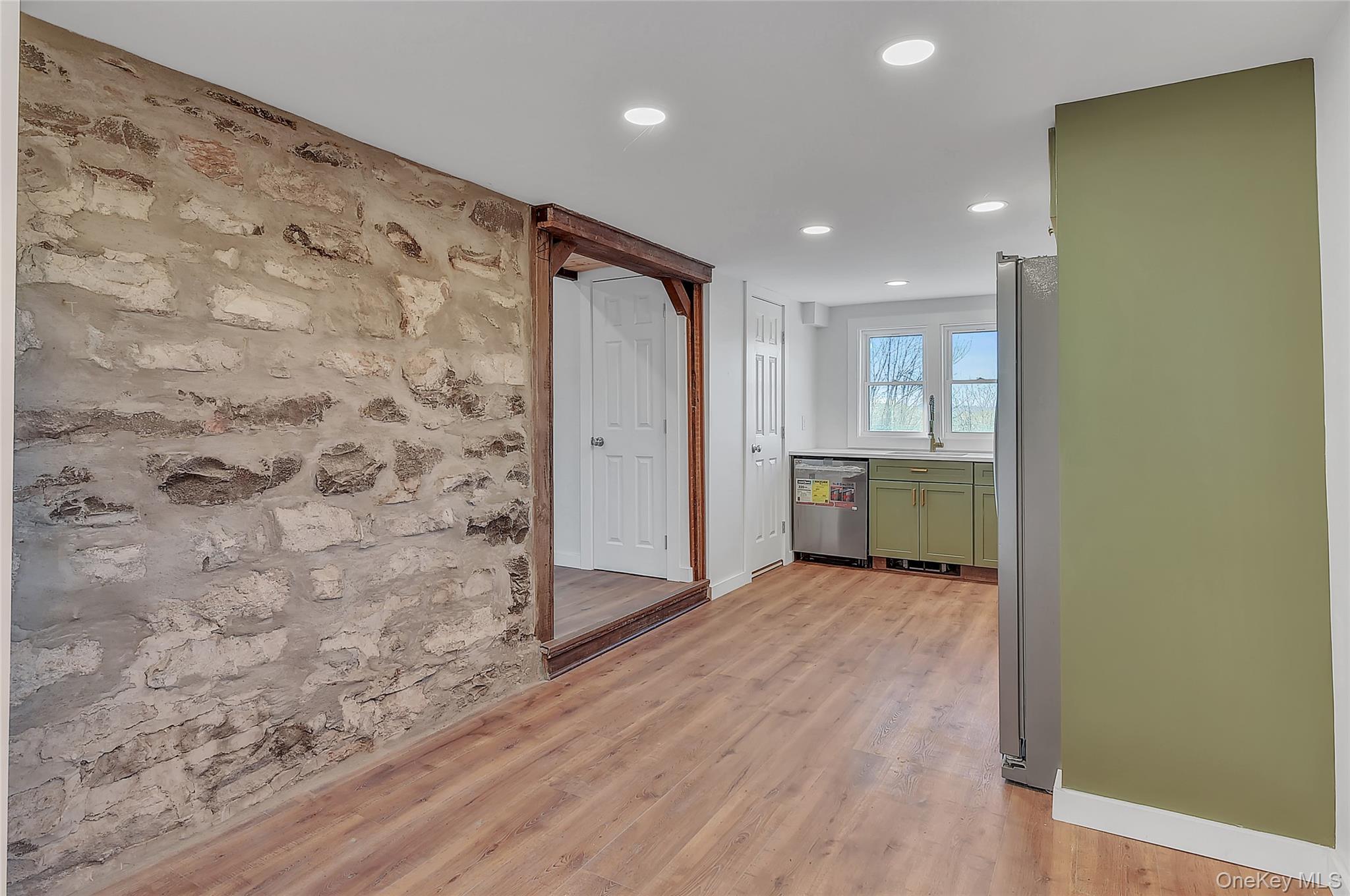67 Jacobs Road Westtown, NY 10998 - Photo 9 of 36 Hall with an accent wall, light wood-type flooring, and recessed lighting