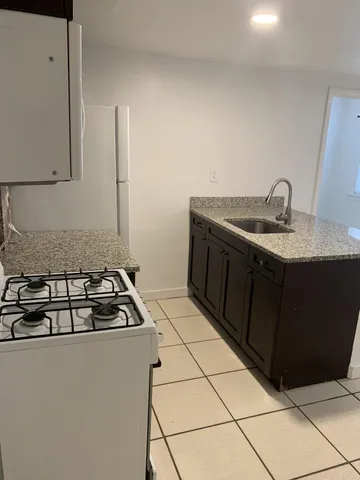 a kitchen with a sink a stove and a refrigerator