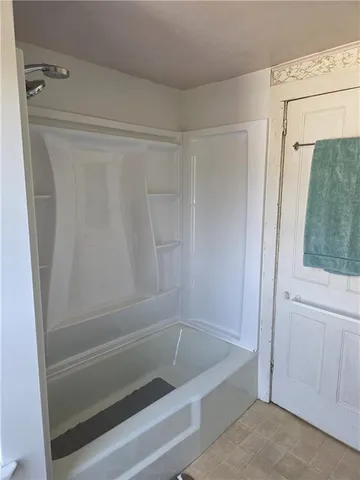 a bathroom with a bathtub