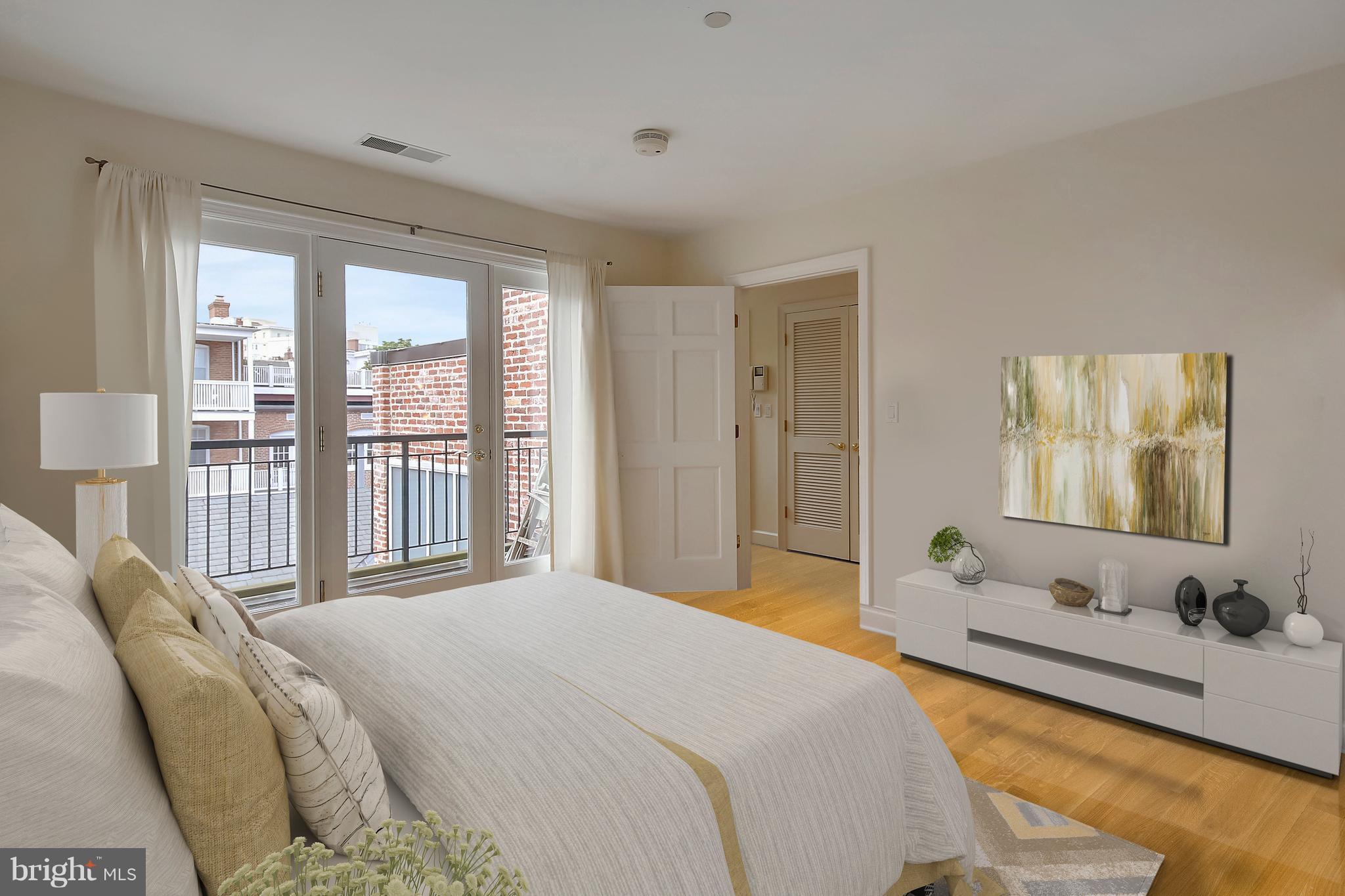 2125 S Street Northwest, Unit PH1 Washington, DC 20008 - Photo 14 of 26 Floor to Ceiling Windows and Doors to Balcony