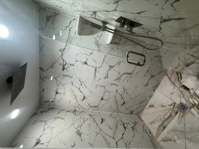 a bathroom with a shower