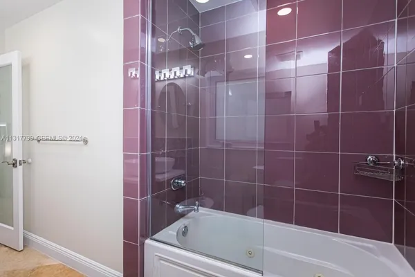 a bathroom with a bathtub