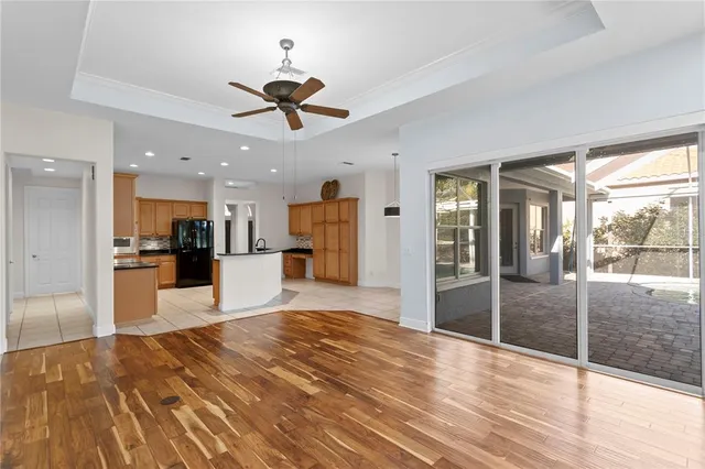 an aerial view of a house with a garden